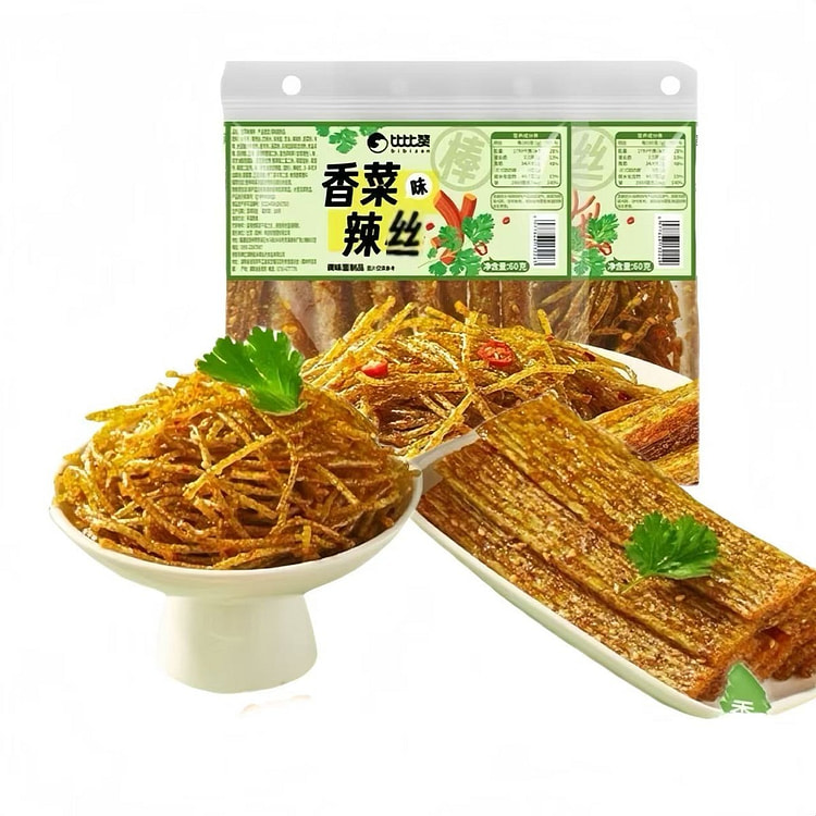 比比赞 爆汁香菜味辣片 辣丝各1袋 60克*2袋