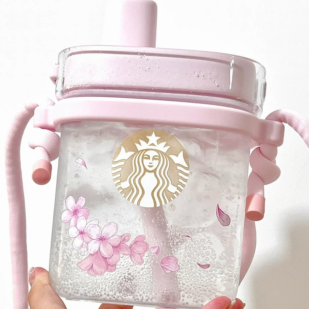 Starbucks Sakura Season Square Straw Cup Pink 740ml With Strap 1 each