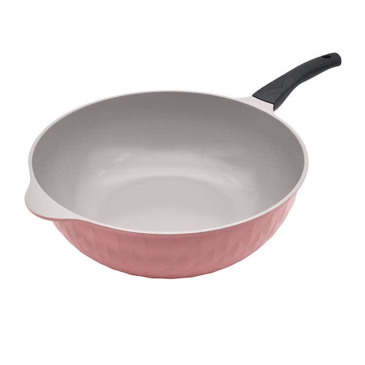 Ace Cook 34 cm (13.25") Pink Ceramic Wok 2.8 lb