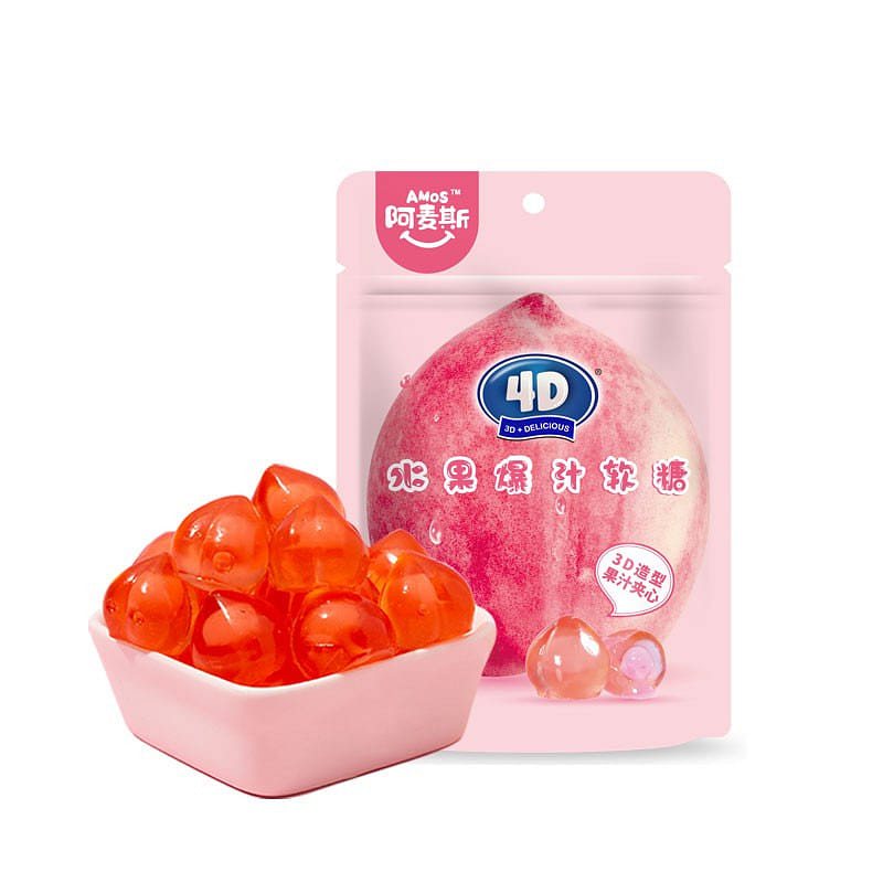 Amos juice gummies rubber candy peach flavor snack 65 g