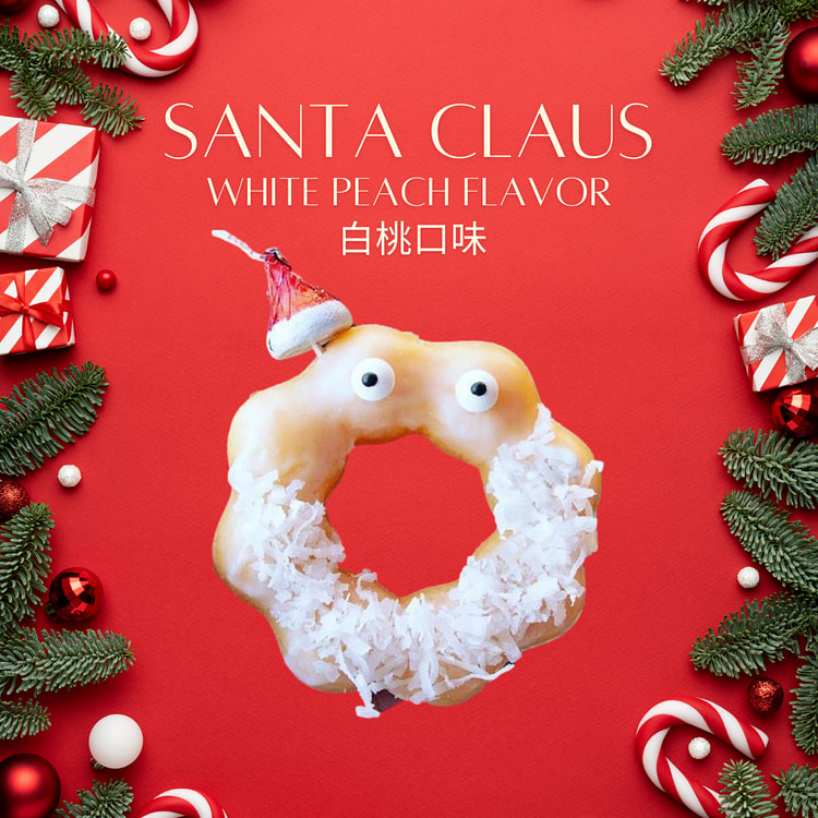 (Xmas Edition) White Peach Mochi Donut