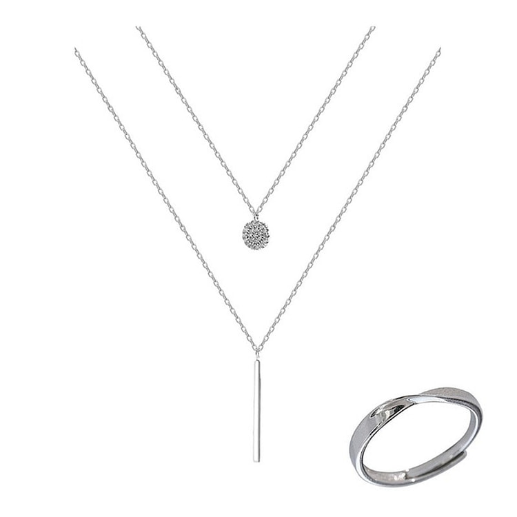 New Country Style Ins Light Luxury Necklace + Ring 2pcs
