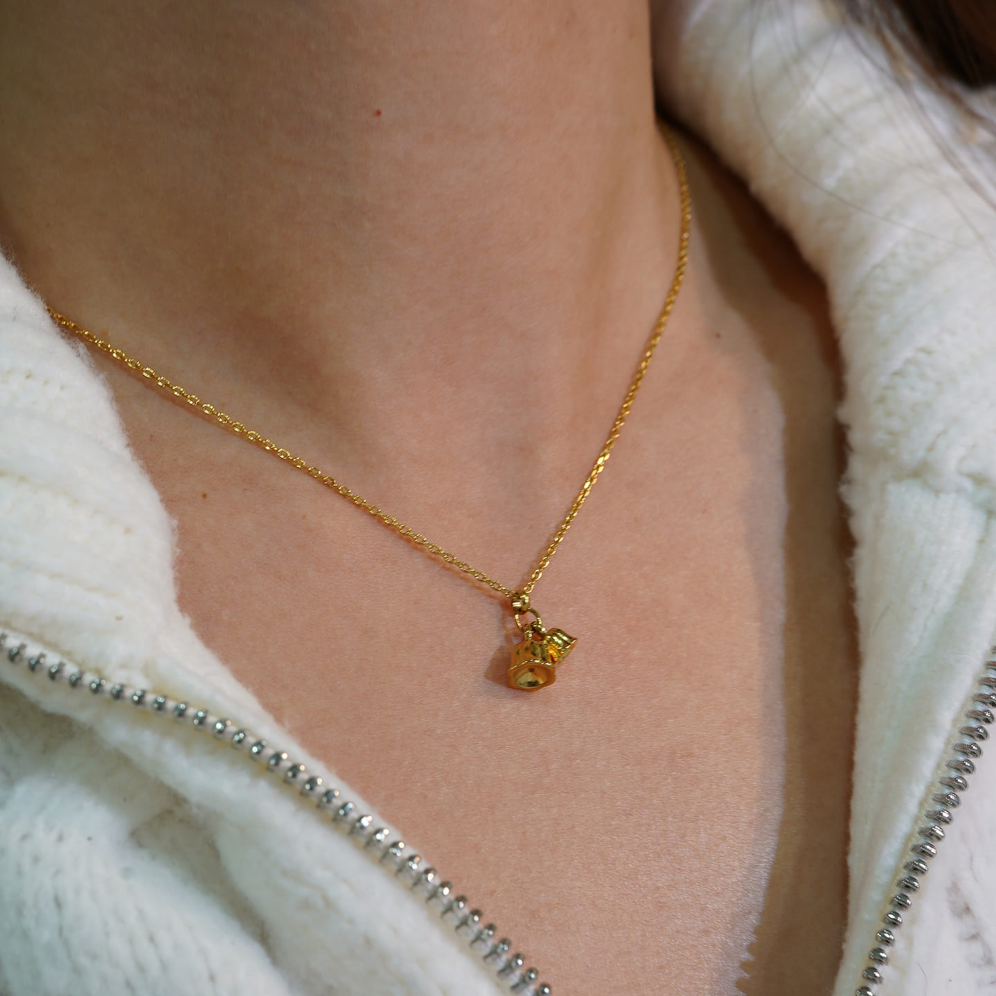 18K Gold Filled Water Proof Jingle Bell Necklace 1 each