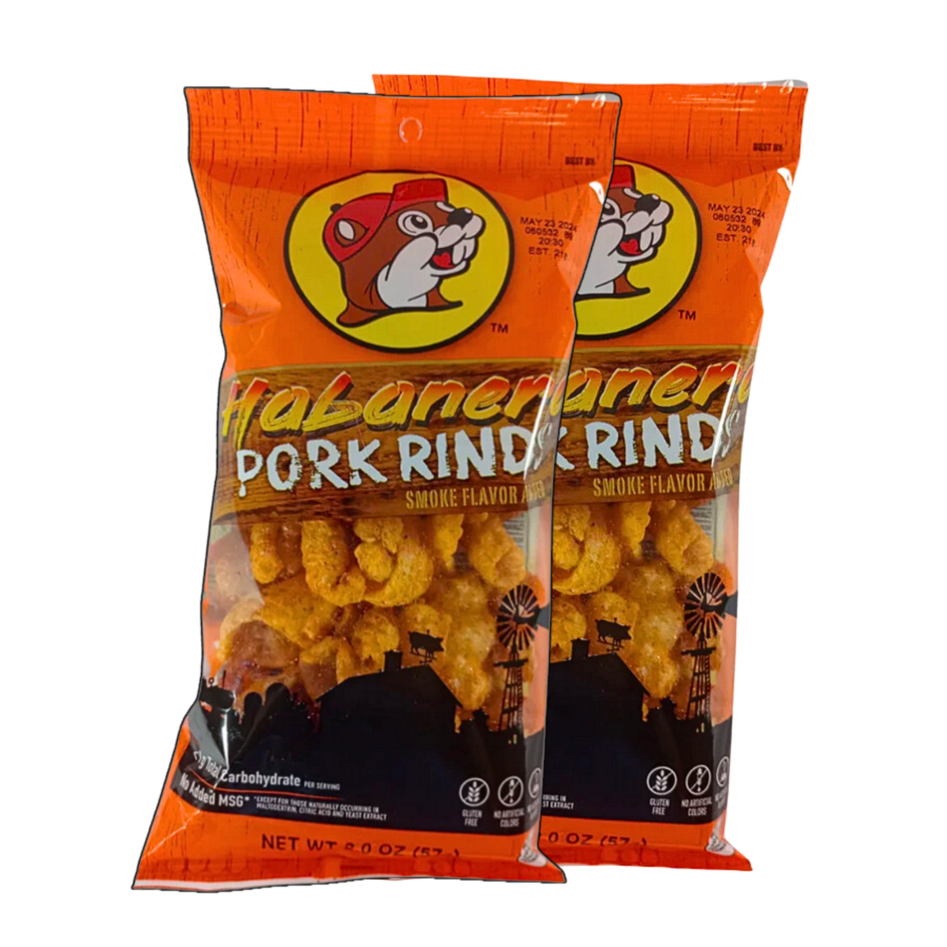 Buc-ee's Habanero Pork Rinds, 4 Oz (2 Bags), Keto and Paleo Friendly, Spicy Chip 4 oz