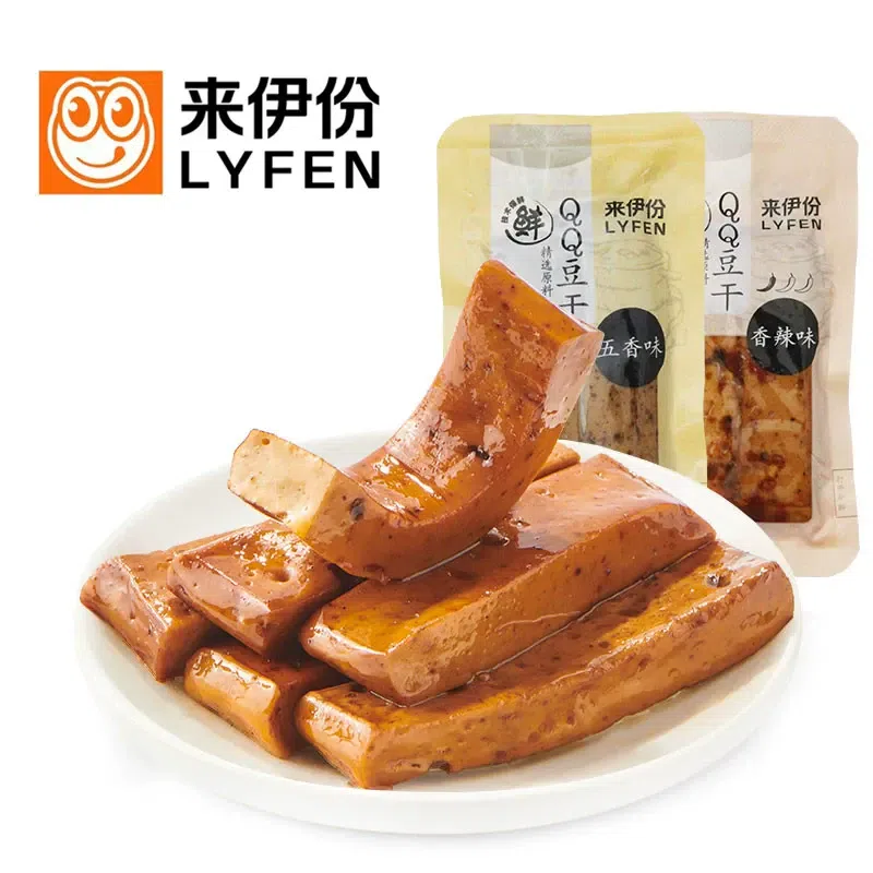 来伊份QQ豆干(香辣)追剧办公香干零食(3小包)约 63 克