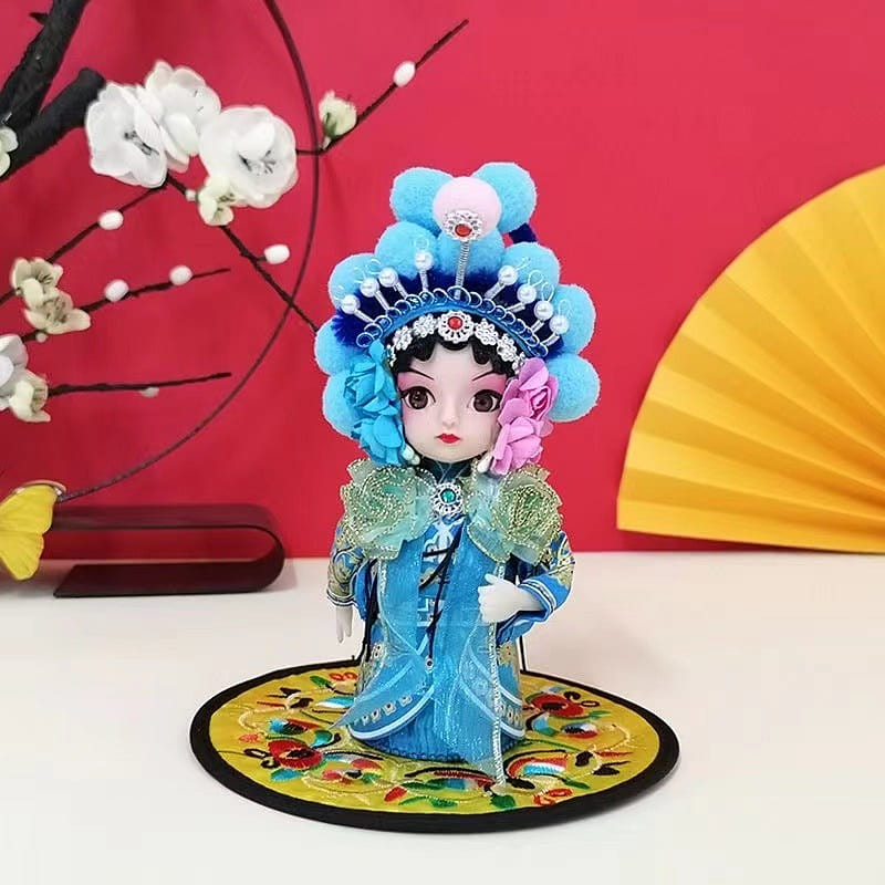 Handmade Peking Opera Figurine – Silk Cloth Doll for Home Decor and Gifts-12 150 g