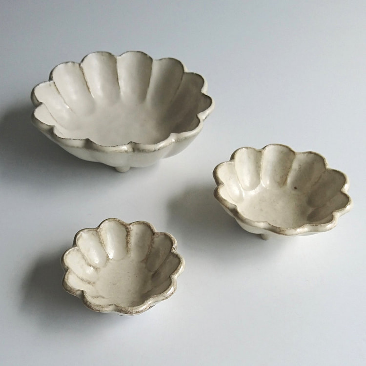Rokuro 日本小兵粉引花缽 - 米白色 10.5cm / 4"