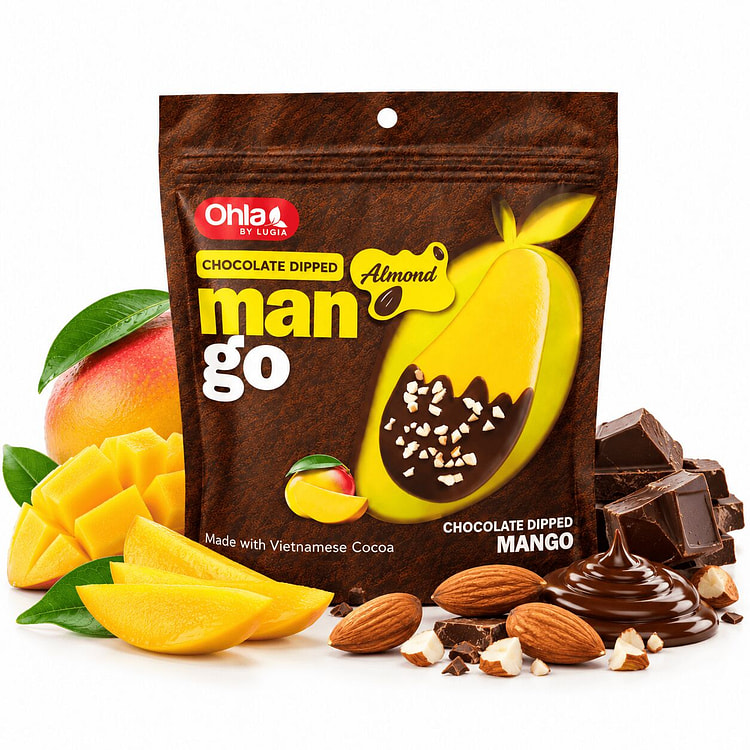 Ohla Chocolate Dipped Mango Almond Vietnam 100g 3.53 oz