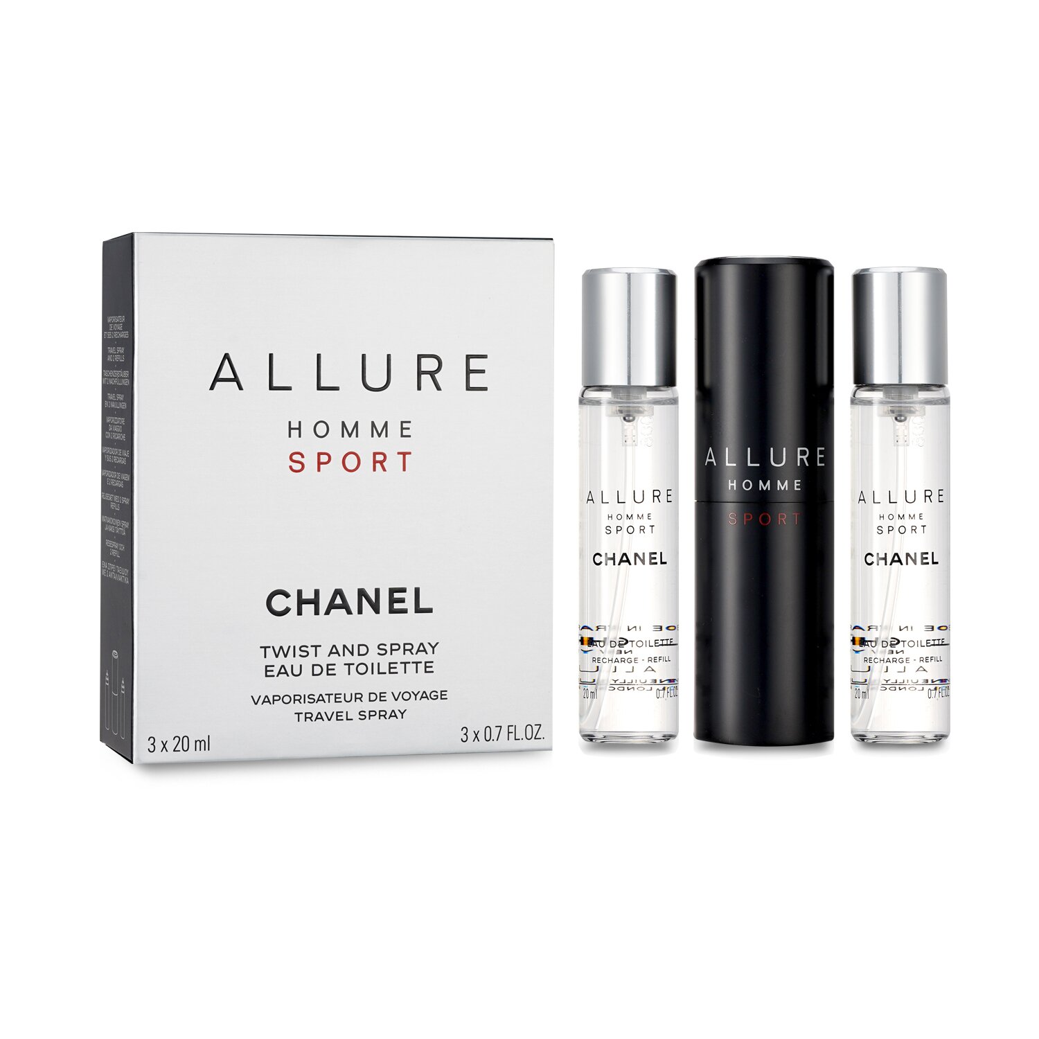 CHANEL ALLURE HOMME SPORT 携帯用 20 ml×2 Chanel Allure Homme Sport Eau De Toilette Travel Spray (With