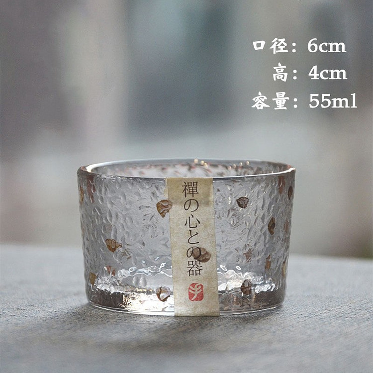 Japanese-style gold-painted hammered glass cup 2 each