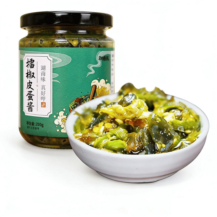 微辣擂椒皮蛋酱擂辣椒下饭酱青椒湖南辣椒酱即食神器 220 克