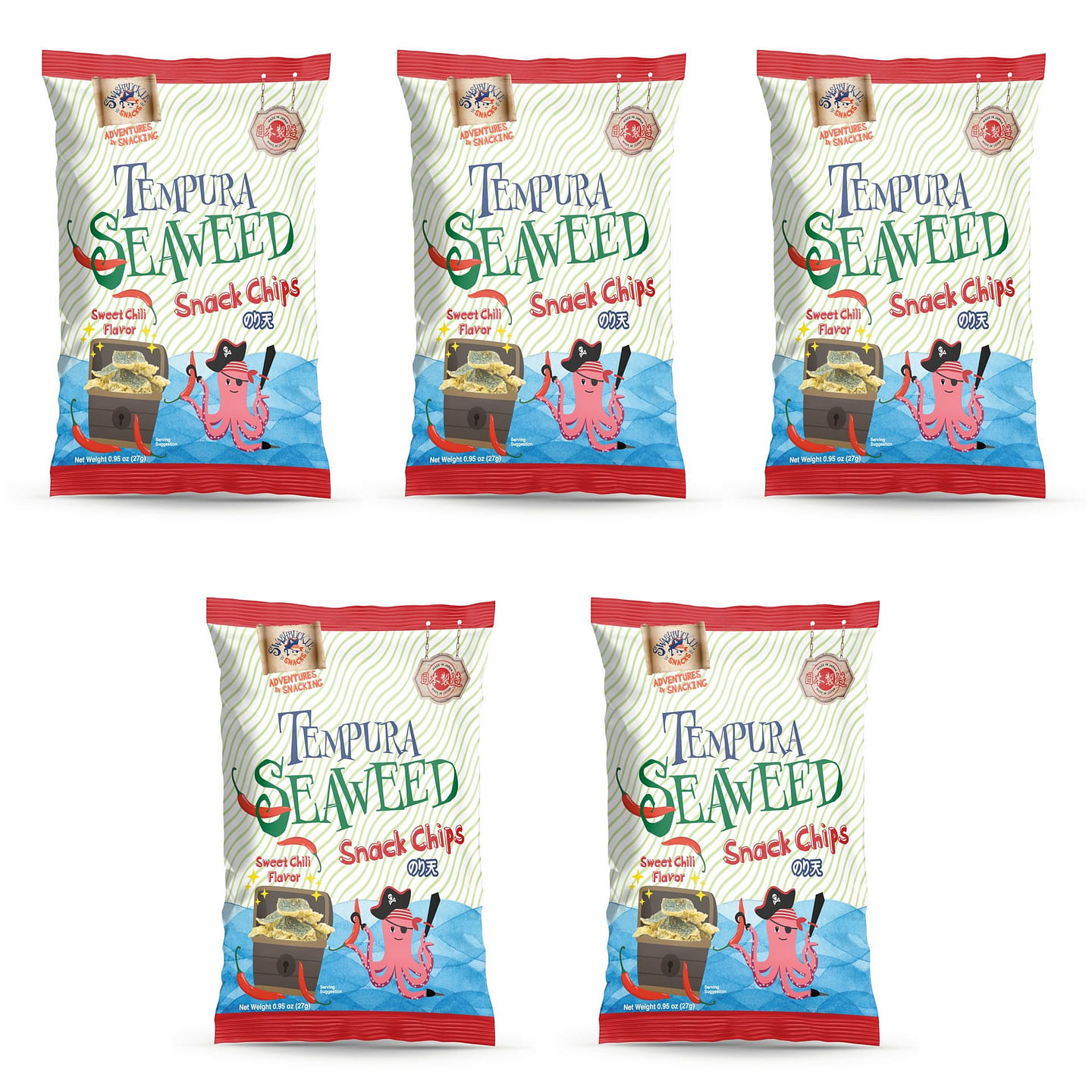 Seaweed Snack Chips Sweet Chili Flavor 0.95oz x 5 4.75 oz