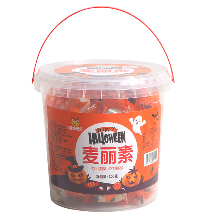 嘟嘟蚁 万圣节糖果巧克力麦丽素200g*1桶