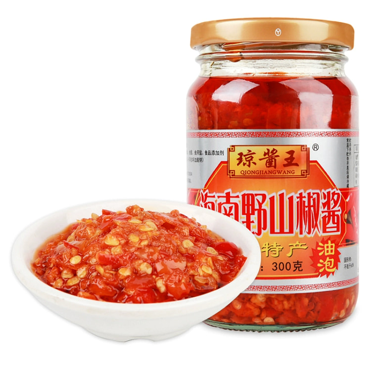 琼酱王 野山椒辣椒酱300g*1瓶 香辣小米红剁椒下饭酱