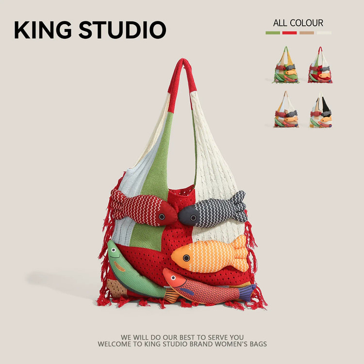 独特设计感包包 女针织毛线编织包 红色 1 个