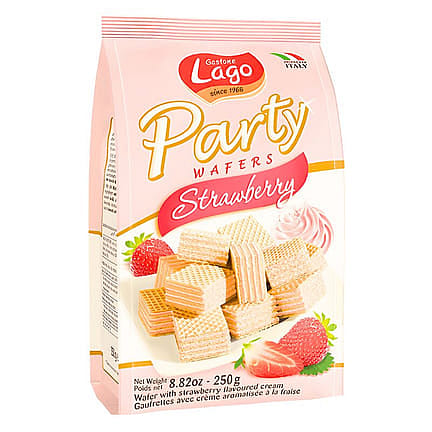 Bánh Xốp Kem Dâu Lago Strawberry Wafers 250 g