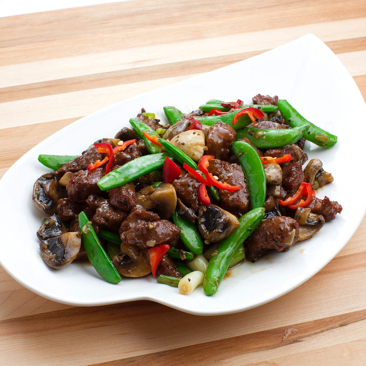 鲜蘑菇黑椒牛柳 1 份