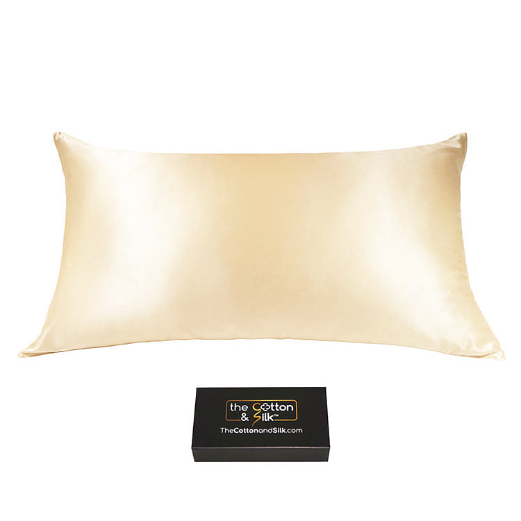 King-size 22 Momme Mulberry Silk Pillowcase, Zipper Closure, Champagne King (20“ x 36“) / Champagne 0.5 lb