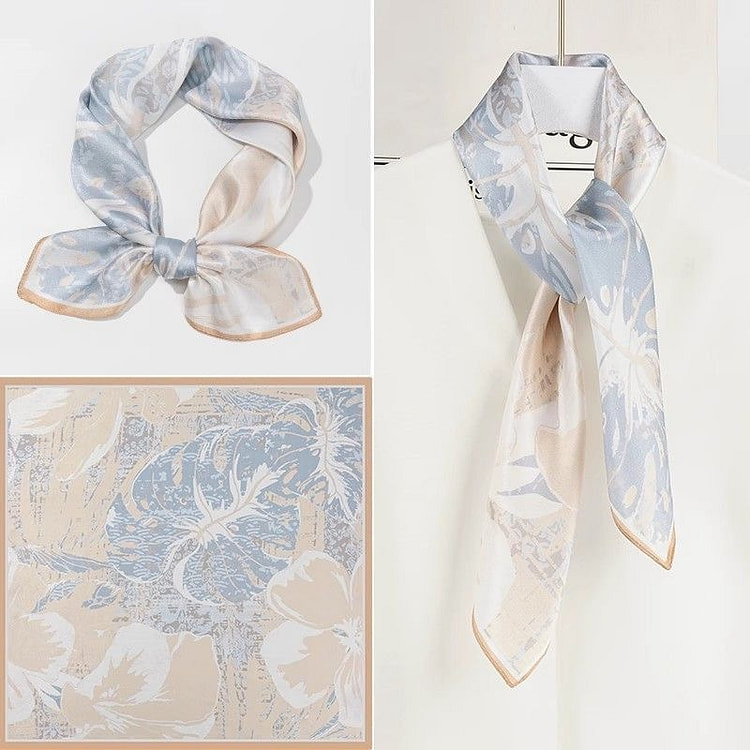 Turtle backed bamboo leaf flower square scarf 1 each