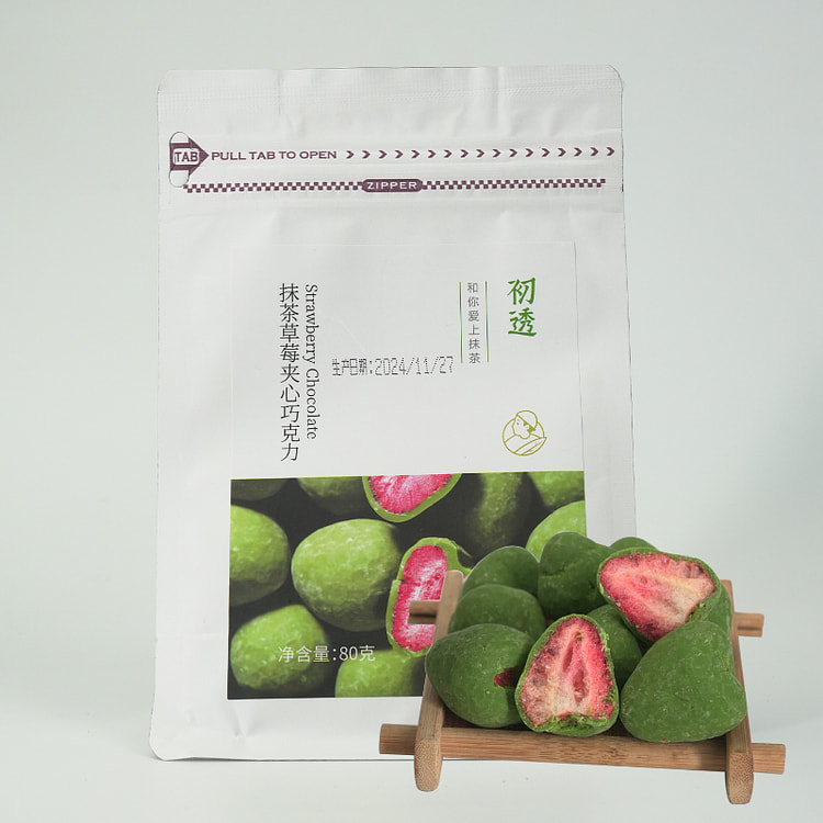 初透 抹茶草莓夹心巧克力整颗草莓 80g*1袋