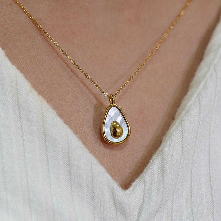 18K Gold Filled Water Proof Avocado Shell Necklace