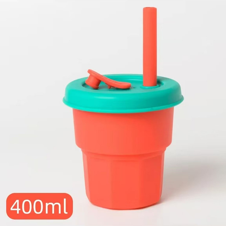 Silicone Straw Cup Portable 400ml Red 1 count