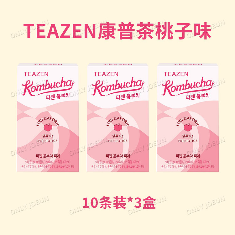 TEAZEN康普茶低卡发酵饮品桃子味10条*3盒