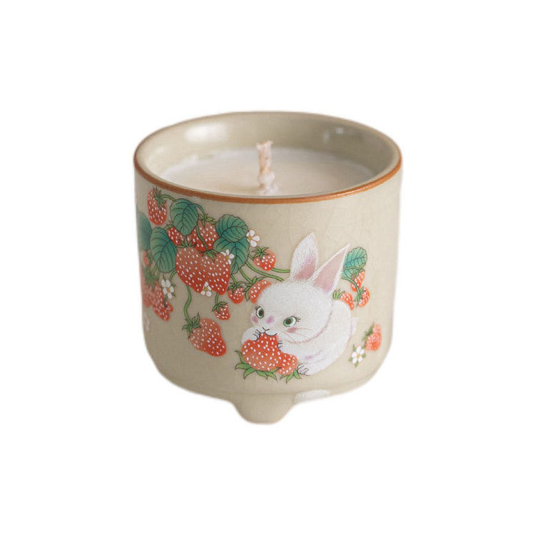 汝窑植物香熏蜡烛 卧室创意氛围感香氛 礼物-草莓兔 1 盒