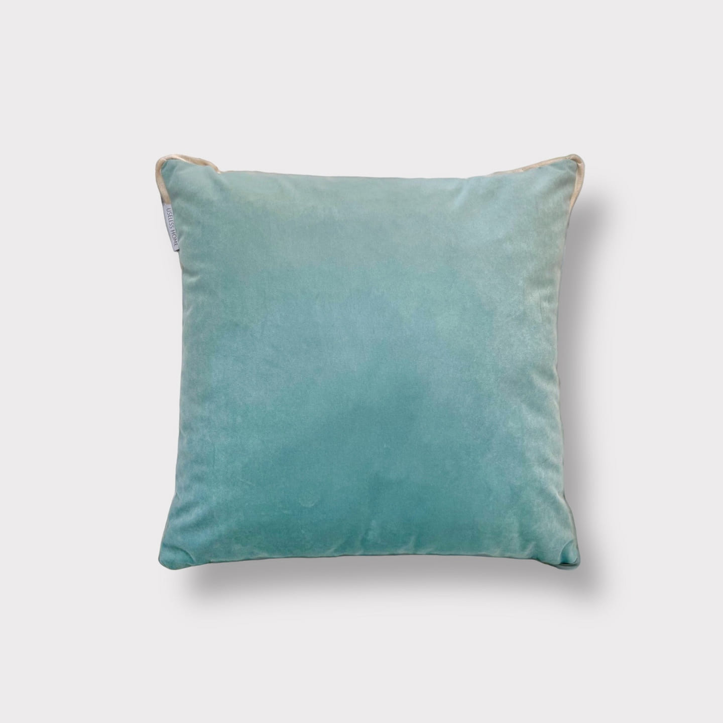 Mineral Blue Velvet/Poly-Linen Pillow 1 each