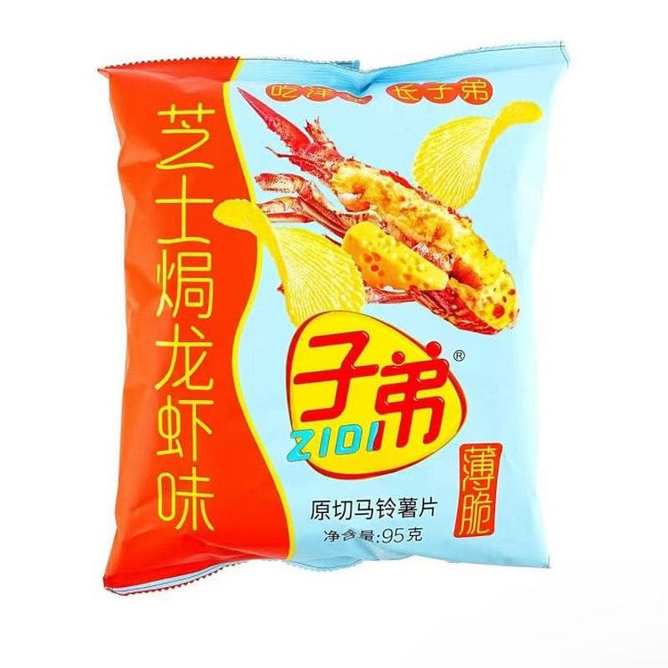 子弟 原切薄脆马铃薯片 芝士焗龙虾味 95 克