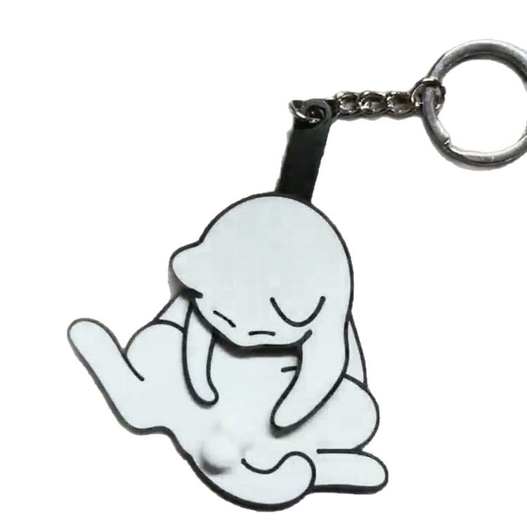 捣蛋猫咪钥匙扣 卡通配饰挂件 可转钥匙扣 - 白色 1 个