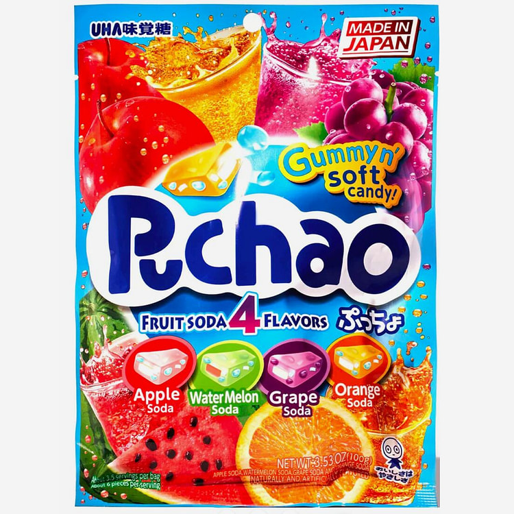 Puchao 4种口味水果混合软糖苹果葡萄西瓜橙子