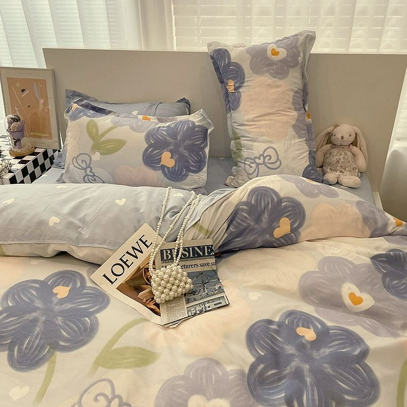 [Nile Gardens180*220] INS Bed 4 Piece Duvet Cover + Sheet + Pillow Ca 1 each