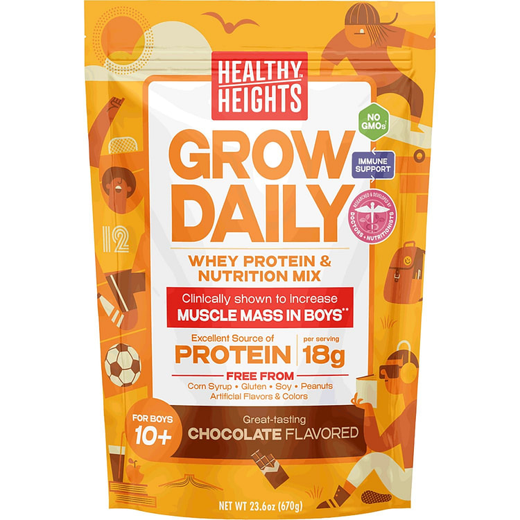 Healthy Heights Grow Daily Boys 10+ Shake Mix Powder, 18g Protein, Chocolat