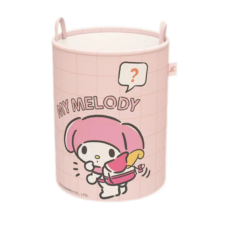 【中国直邮】日本 SANRIO 三丽鸥 可折叠圆筒储物筐 浴室 卫生间家用 大容量 衣服筐收纳桶-美乐蒂款 1个*|预计到达时间3-4周