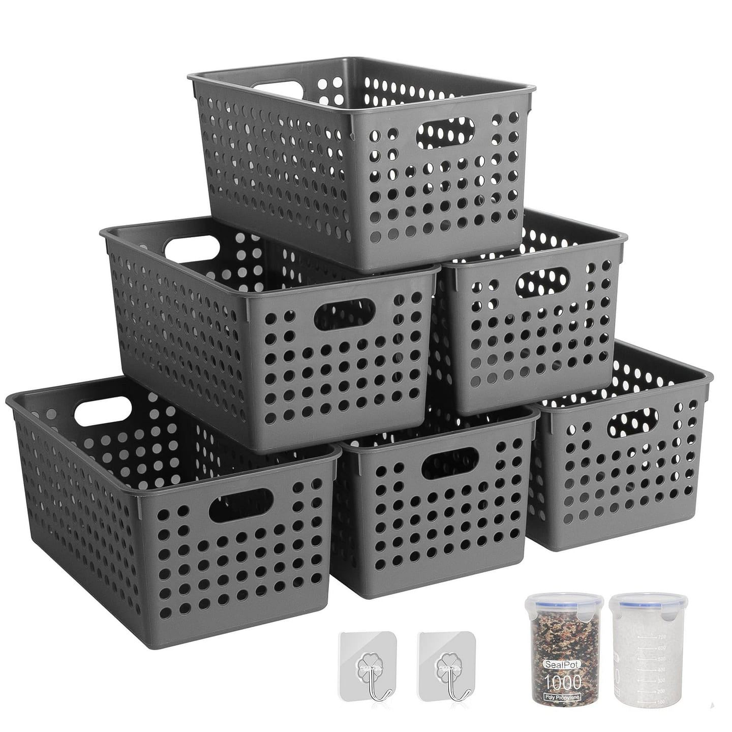 6PCS Plastic Storage Baskets,Pantry Organizer Bins 1 個