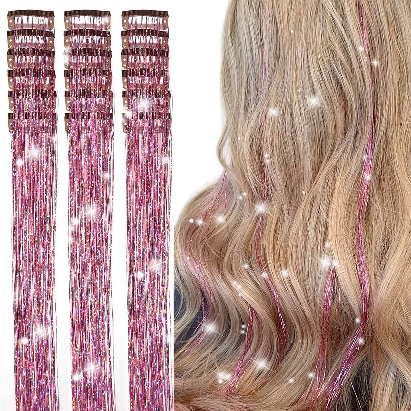 Hair Tinsel Clip in 18Pcs Pack 20'' Clip in Hair 1 each