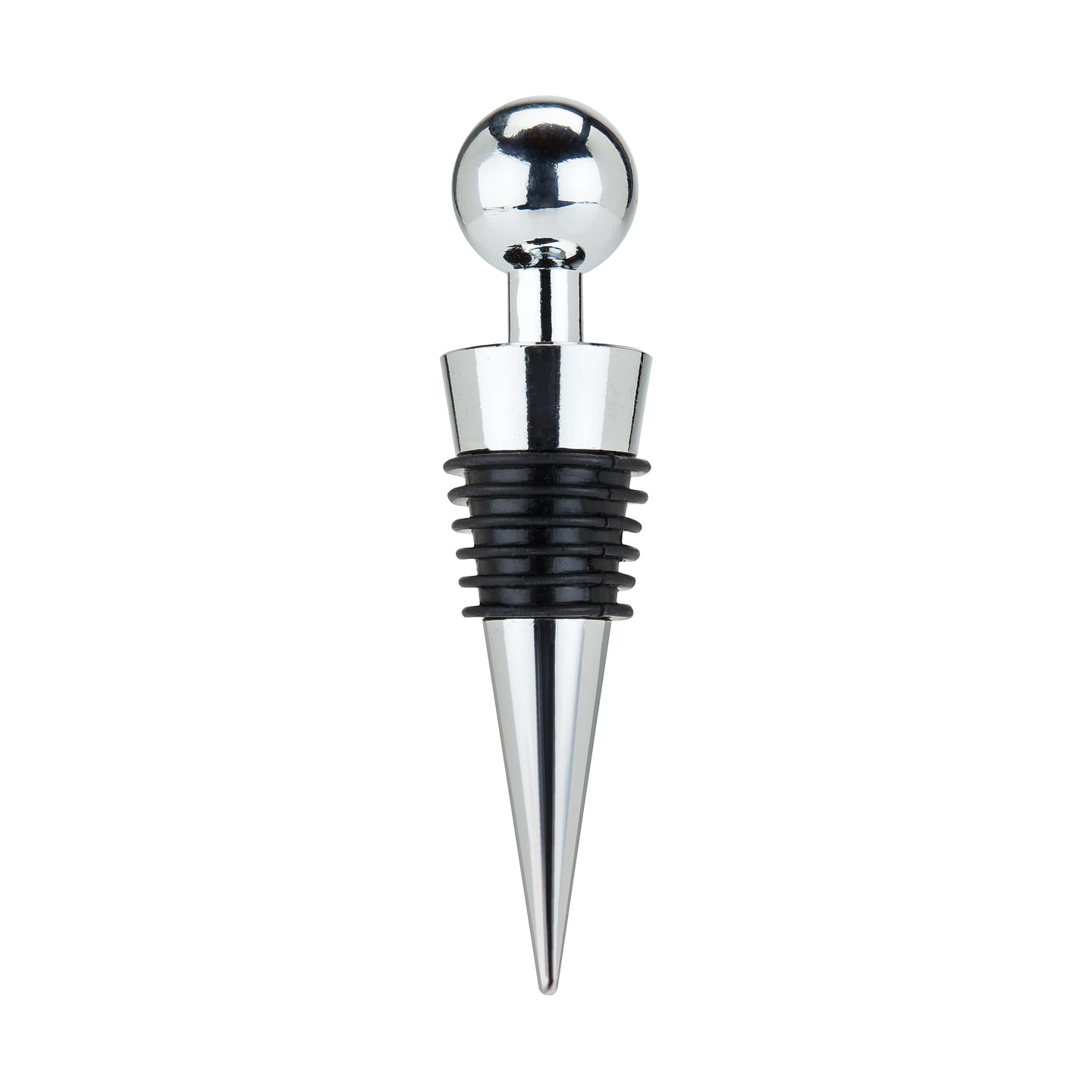 True Sphere Bottle Stopper, Modern Wine Stoppers with Natural Cork for wine bottles, Wine Preserver, Zinc Alloy with a Chrome Finish, set of 1 1 each