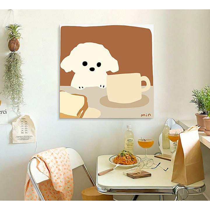 Puppy Loves Milk – Canvas Print 20 x 20 / 1.25 1 each