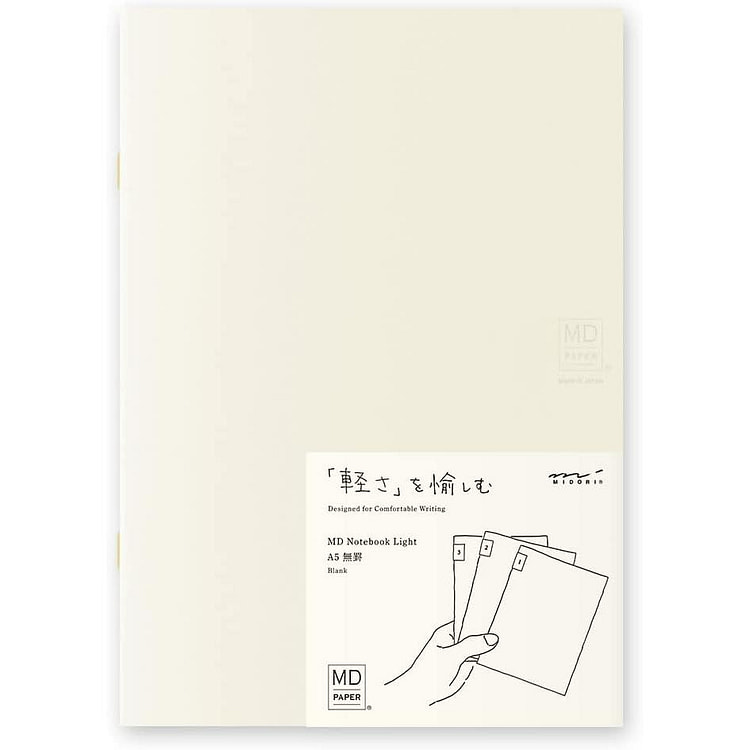 MIDORI 浅色空白笔记本 3 本套装