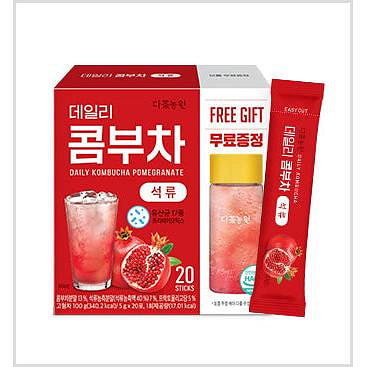 데일리 콤부차 석류맛 20스틱 + 전용 보틀 증정 상큼한 유산균 발효음료 1 each