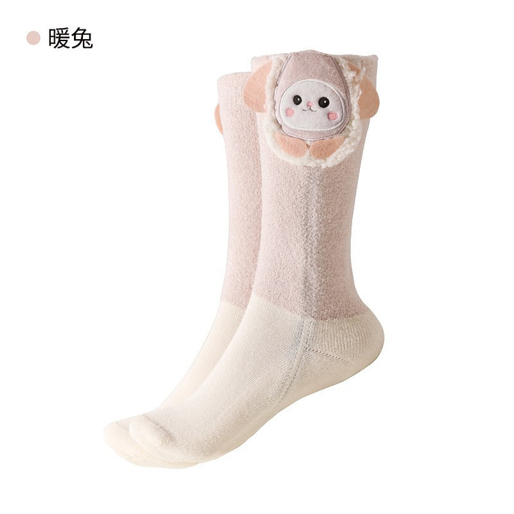智能电热袜充电加热暖脚神器冬天睡觉床暖被窝脚冷发热袜保暖可爱  暖兔粉白（出行薄款）
