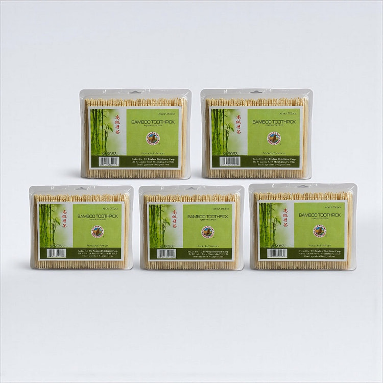 Bamboo Toothpicks - COMBO 5 PACKS x 350pcs each