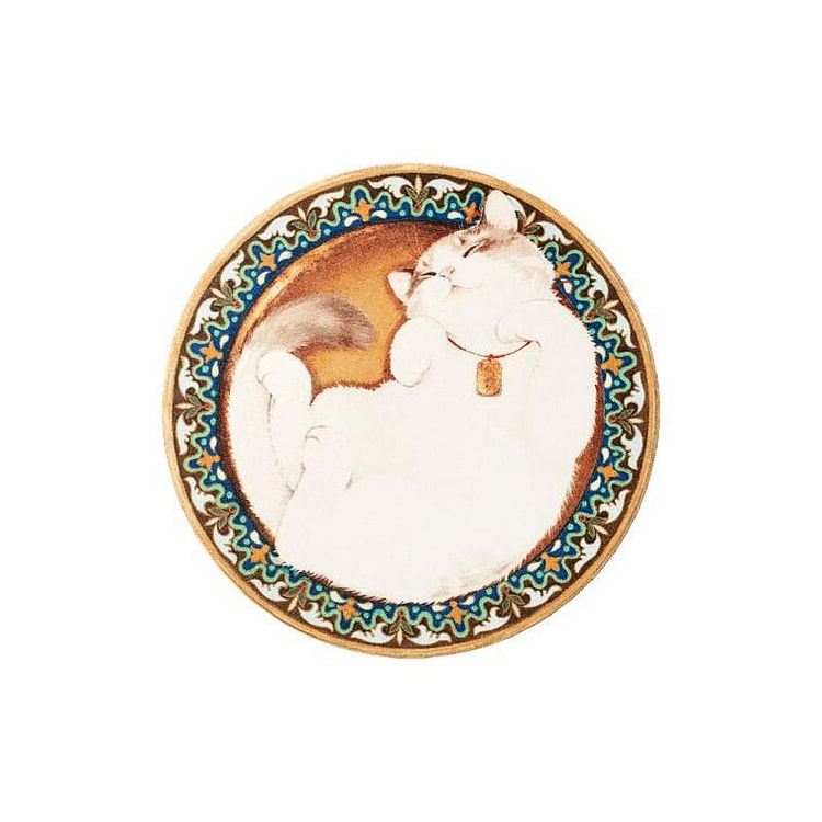 宫廷宝贝 手绘宫猫硅藻泥防滑垫 大白款10.3厘米 1 盒