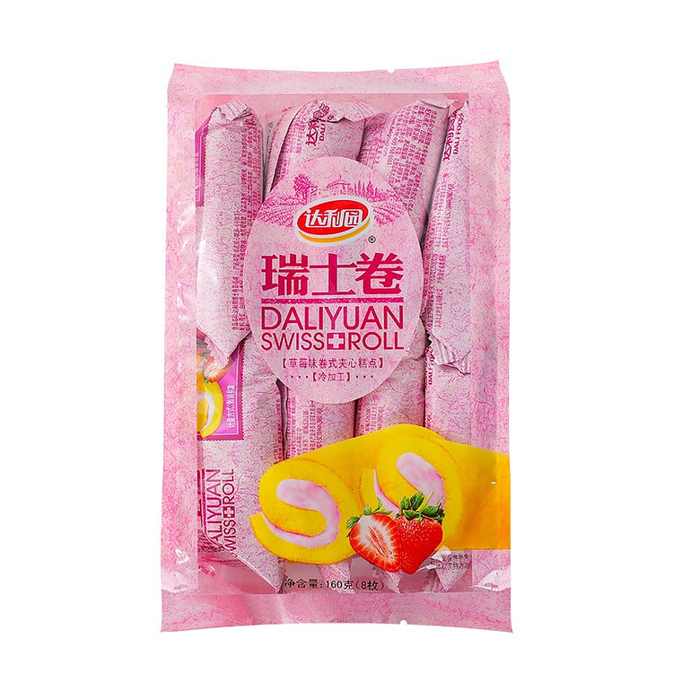 Daliyuan Strawberry Swiss Roll 160g/8pcs 1 pack