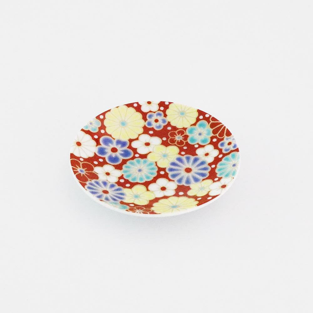 Kutani Ware Sauce Plate Red Flower 3.74 × 3.74 in 1 count