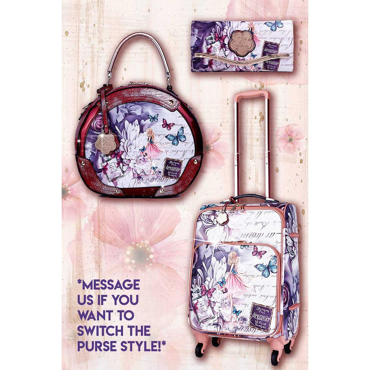 Dreamers 3PC Set | Carry-on Suitcase Travel bag with Wheels[BFL8102-3pcs/Set-BG] 1 each