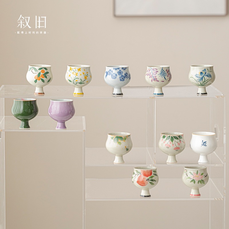 中國直郵】敘舊十二花神高腳茶杯-蝴蝶蘭- Weee!