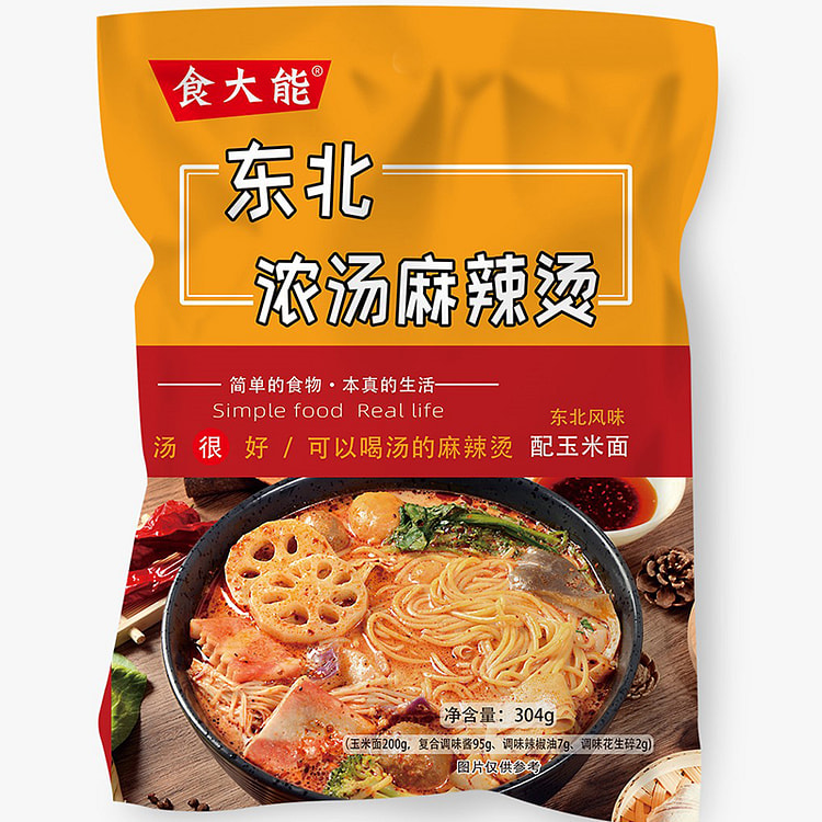 食大能东北玉米面条麻辣烫黏糊 304g*1袋装