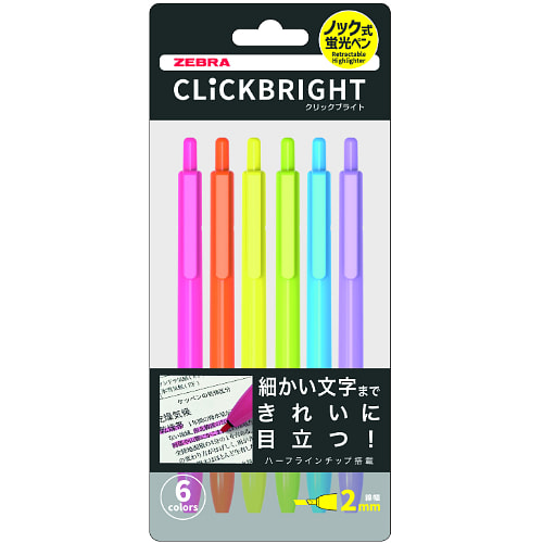 Zebra Press-On Highlighter Pens 6-Color Set
